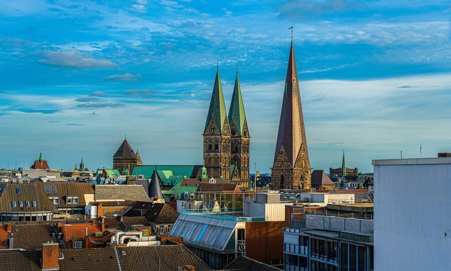 Above the rooftops of Bremen - Looking down toward the Schnoor