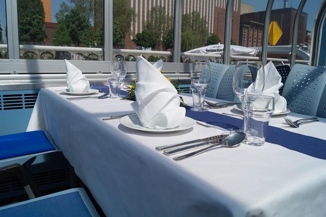 Berlin Capital 4-Course Sunset Dinner Cruise Including Drinks - The four-course menu, from cucumber soup to nougat lasagne