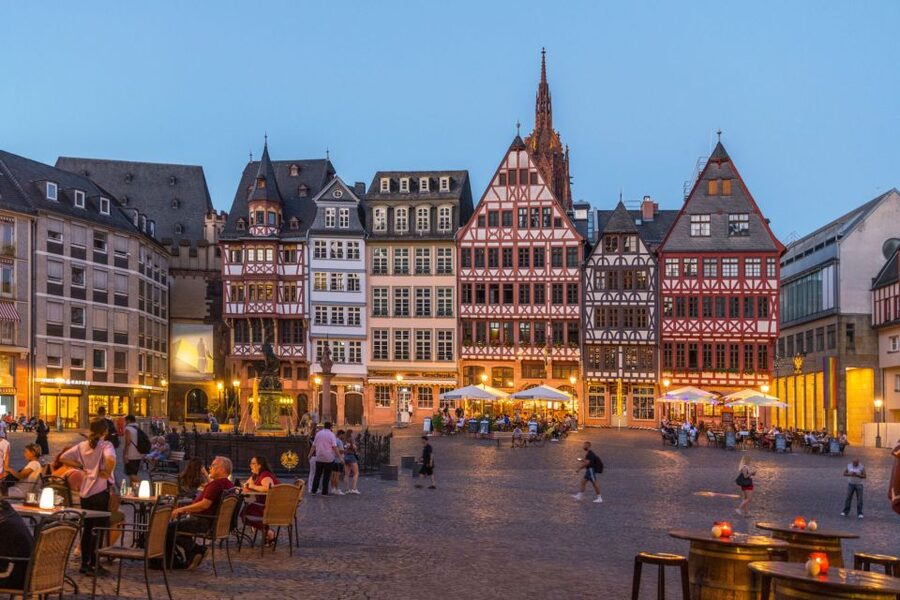 Frankfurt: Highlights and New Old Town English-Language Tour - Crossing Eiserner Steg for the best city view
