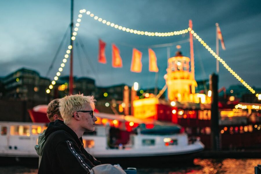 Hamburg: 1-Hour Harbor Evening Lights Cruise - German commentary and the audio app