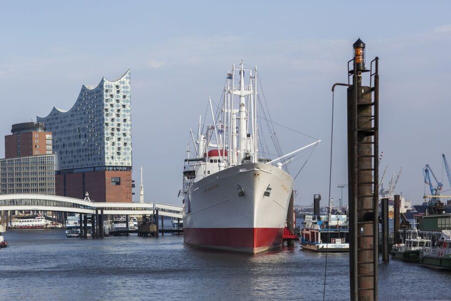 Hamburg: Entrance to the Museum Ship Cap San Diego - Picture the 1960s on the Atlantic route