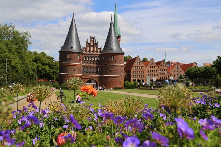 Lübeck: 1-Hour Splash Bus City Tour - Lübeck from the Trave: towers, gates, and bridges
