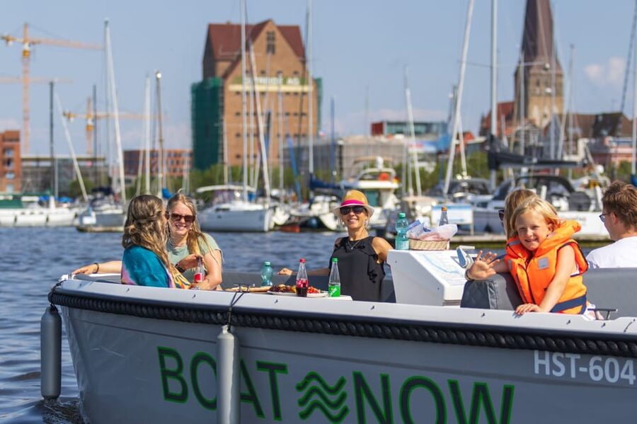 Rostock: Electric Boat Rental on the Warnow River - Two or Three Hours for a Longer Harbor Outing