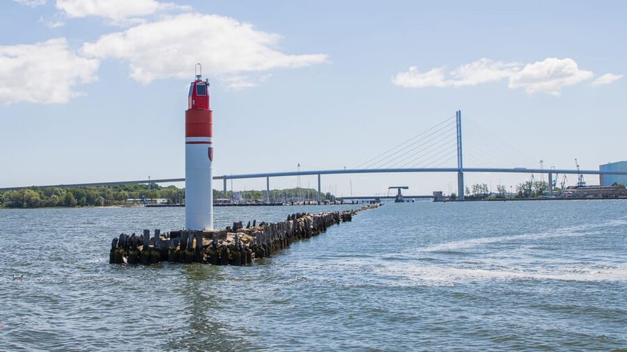 Stralsund: 1-Hour Harbor Cruise - Heading North Toward Rügen Bridge and Dänholm